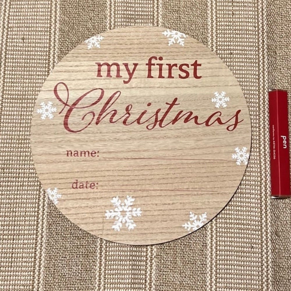 Wooden First Christmas Sign with Pen